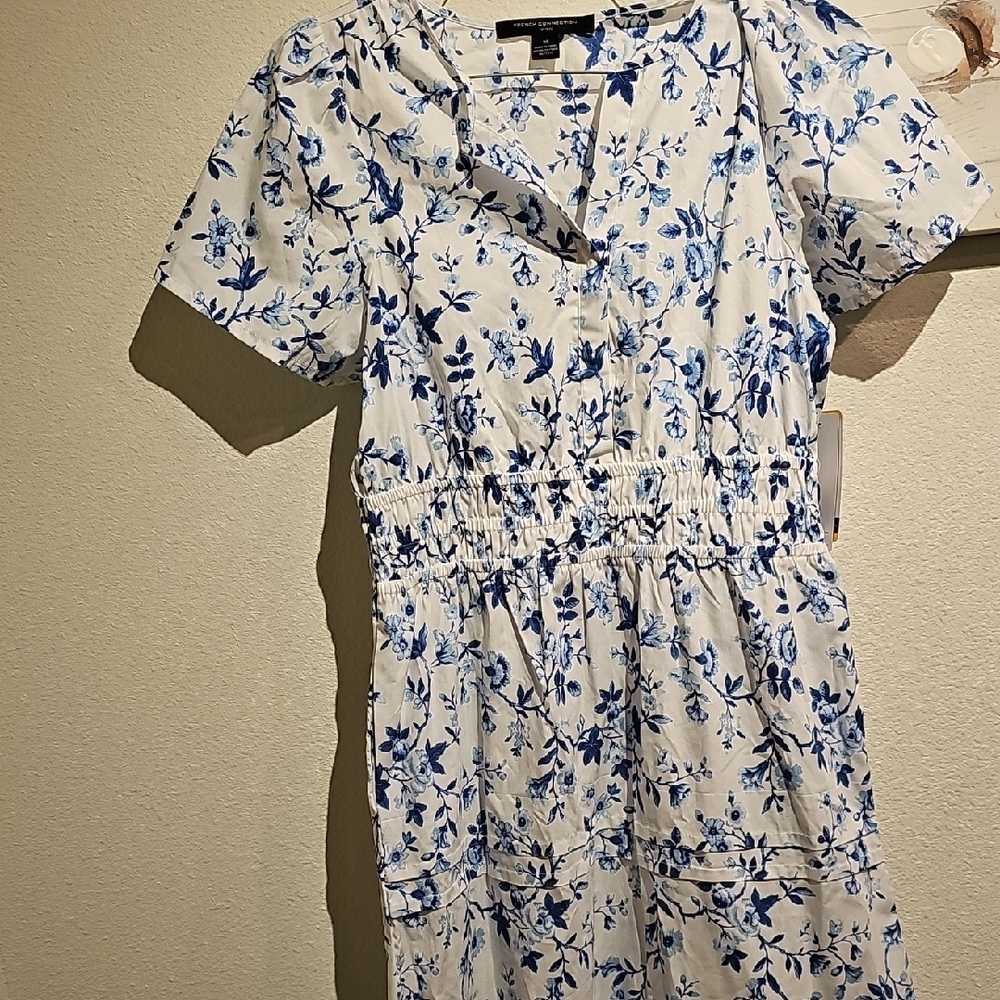 Floral Blue and White Dress